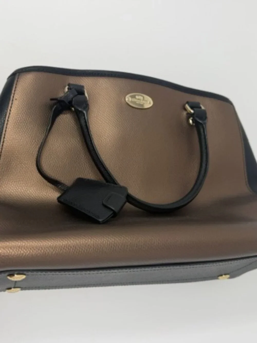 Coach Margot Carryall Bicolor Metallic Crossgrain Leather Stachel